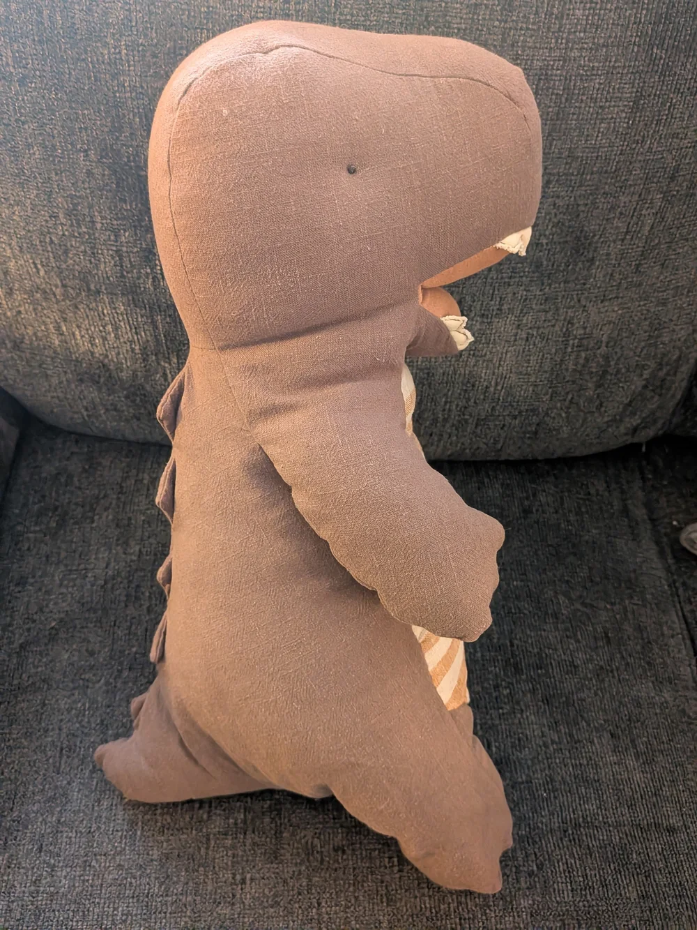 Maileg Gantosaurus Plush Dinosaur Big Large Chocolate Brown Striped Belly 17" - Picture 6 of 10